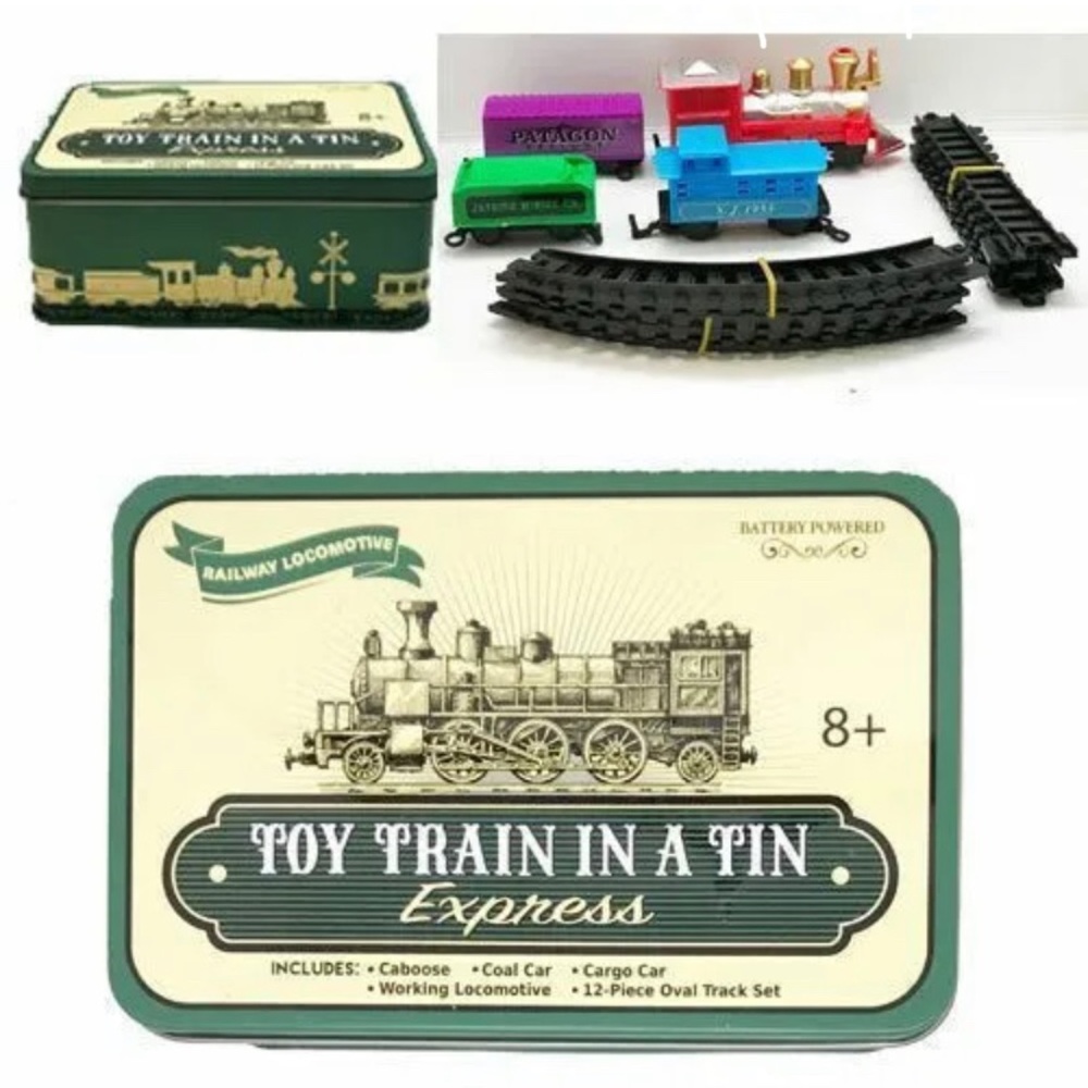 Toy Train In A Tin Express Works Battery Operated Track Railway Locomotive